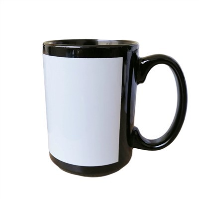 Ceramiczny magiczny kubek z białą naklejką